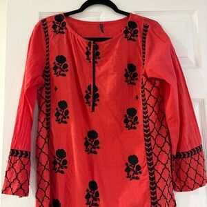 Chic Coral Floral Women's Tunic